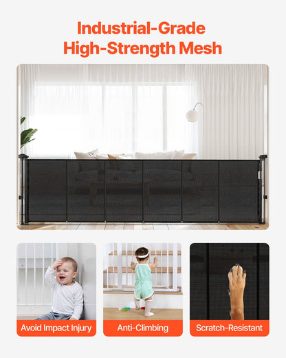 Retractable Baby Gate, 870 mm Tall, Extends up to 2800 mm Wide, Retractable Gate for Kids or Pets, Mesh Material, Easy to Install for Indoor Stairs, Doorways, Hallways, Playrooms, Black - Image 5