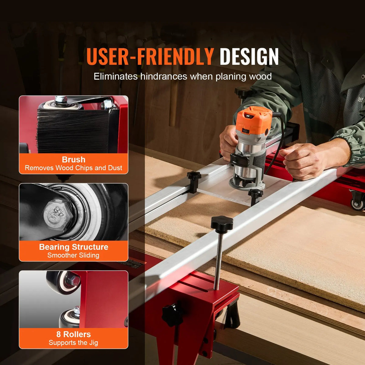 Router Sled, 1625 mm, Portable and Easy to Adjust Slab Flattening Jig, DIY Woodworking Router Sled for Flattening Slabs, Slab Guide Jig Trimming Planing Machine for Wood Flattening, Home DIY - Image 6