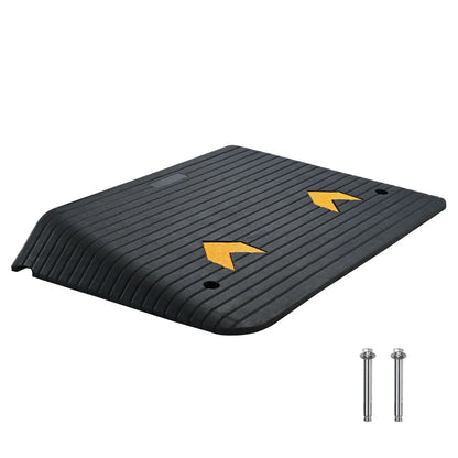 Upgraded Rubber Threshold Ramp, 10.2 cm Rise Door Ramp with 1 Channel, Natural Rubber Car Ramp with Non-Slip Textured Surface, 15 tons Load Capacity Curb Ramp for Wheelchair and Scooter