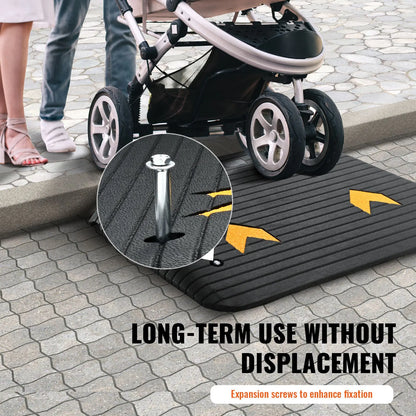 Upgraded Rubber Threshold Ramp, 10.2 cm Rise Door Ramp with 1 Channel, Natural Rubber Car Ramp with Non-Slip Textured Surface, 15 tons Load Capacity Curb Ramp for Wheelchair and Scooter - Image 6
