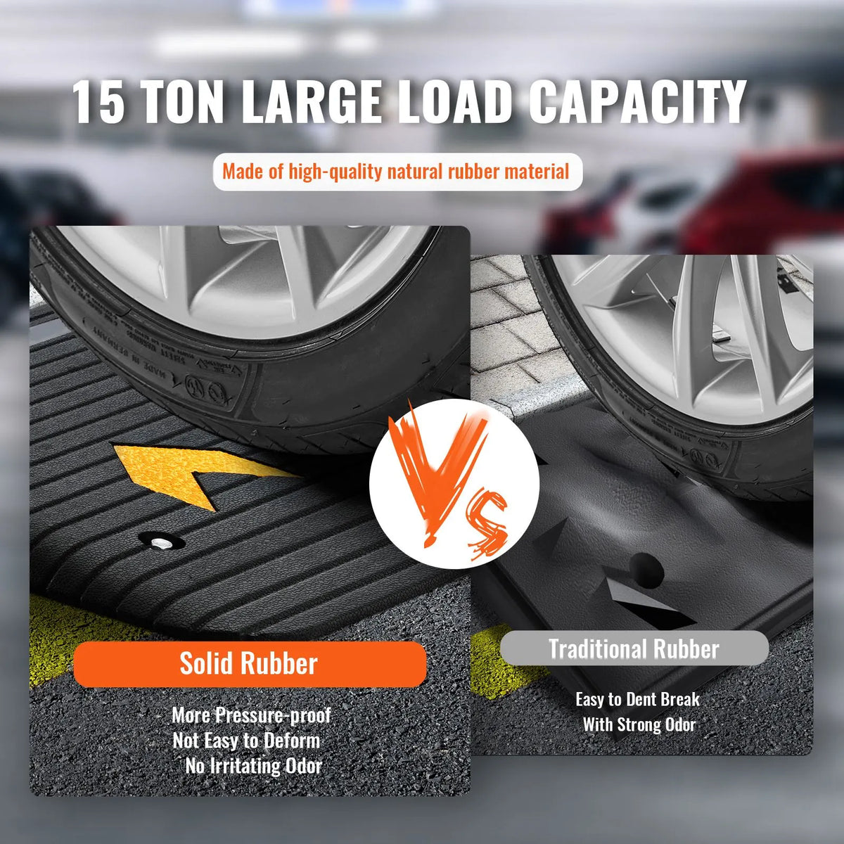 Upgraded Rubber Threshold Ramp, 8.9 cm Rise Door Ramp with 1 Channel, Natural Rubber Car Ramp with Non-Slip Textured Surface, 15 tons Load Capacity Curb Ramp for Wheelchair and Scooter - Image 3