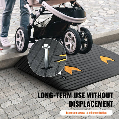 Upgraded Rubber Threshold Ramp, 8.9 cm Rise Door Ramp with 1 Channel, Natural Rubber Car Ramp with Non-Slip Textured Surface, 15 tons Load Capacity Curb Ramp for Wheelchair and Scooter - Image 6