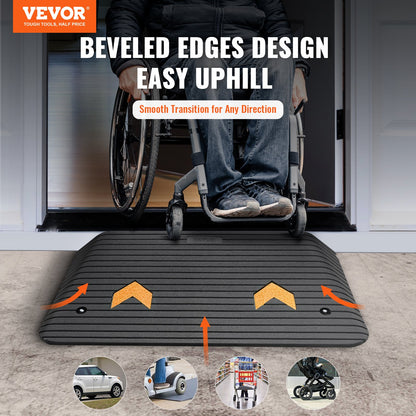Upgraded Rubber Threshold Ramp, 8.9 cm Rise Door Ramp with 1 Channel, Natural Rubber Car Ramp with Non-Slip Textured Surface, 15 tons Load Capacity Curb Ramp for Wheelchair and Scooter - Image 2