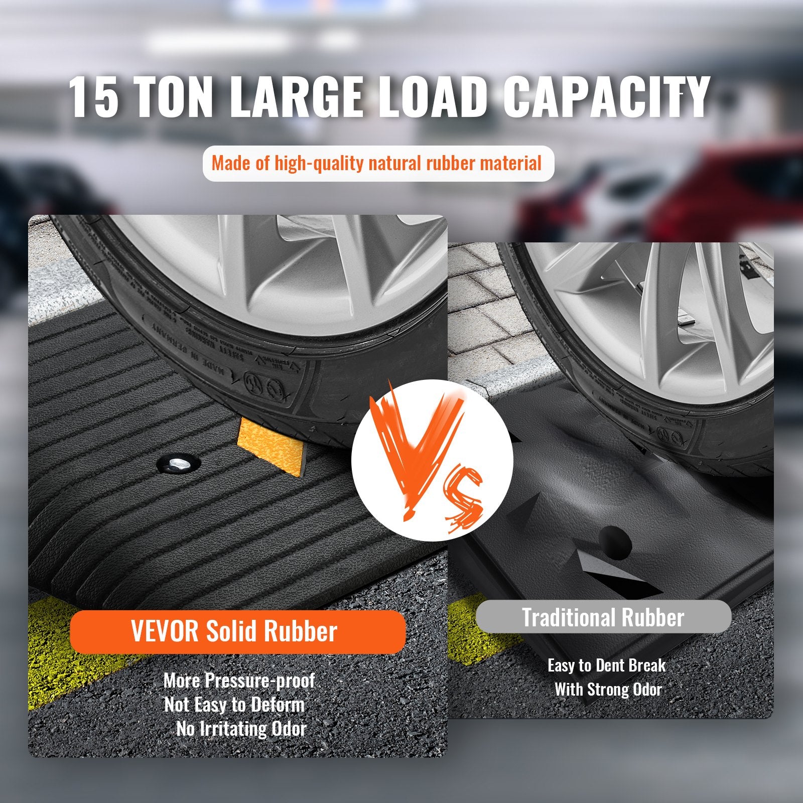 Upgraded Rubber Threshold Ramp, 7.6 cm Rise Door Ramp with 1 Channel, Natural Rubber Car Ramp with Non-Slip Textured Surface, 150 tons Load Capacity Curb Ramp for Wheelchair and Scooter - Image 3