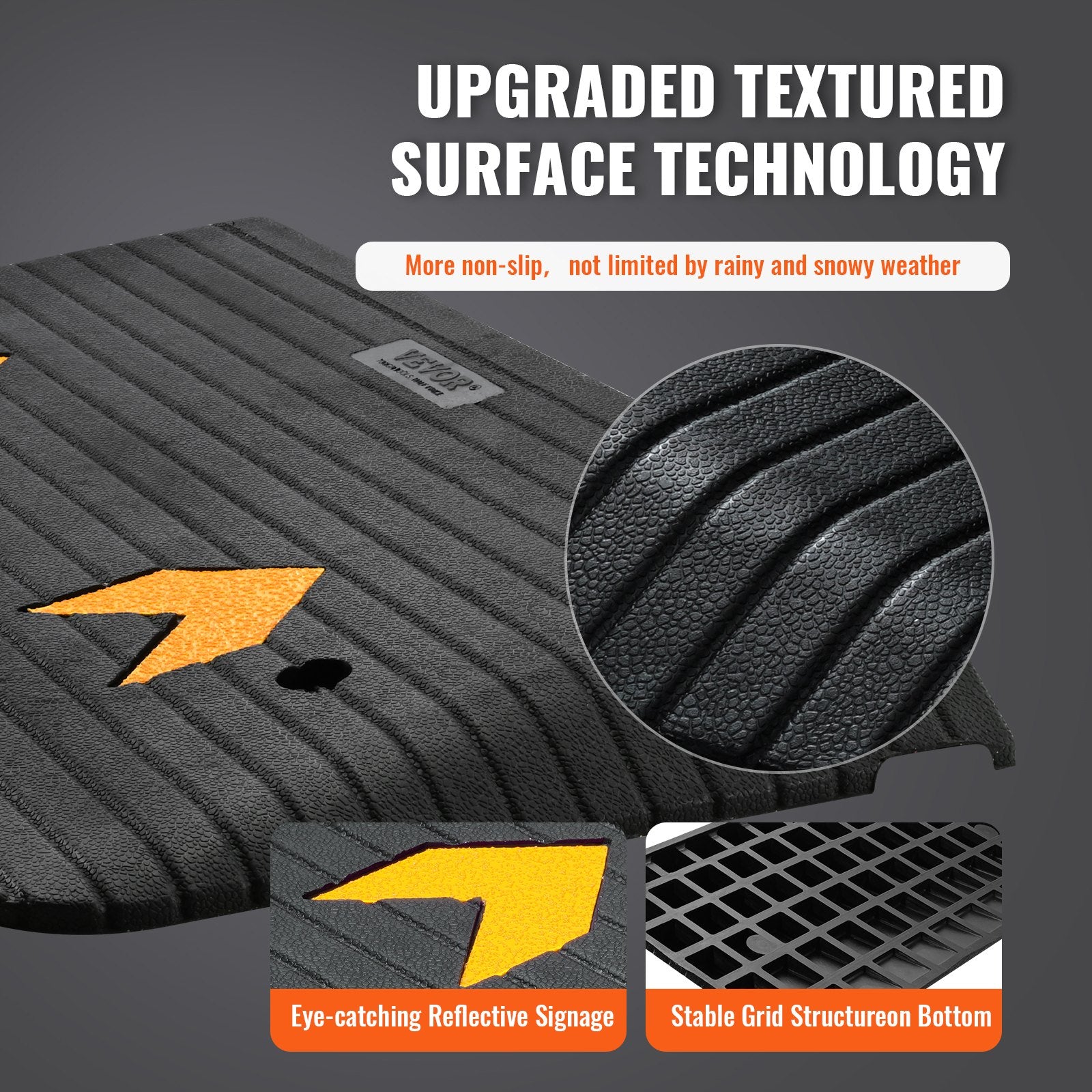 Upgraded Rubber Threshold Ramp, 7.6 cm Rise Door Ramp with 1 Channel, Natural Rubber Car Ramp with Non-Slip Textured Surface, 150 tons Load Capacity Curb Ramp for Wheelchair and Scooter - Image 4