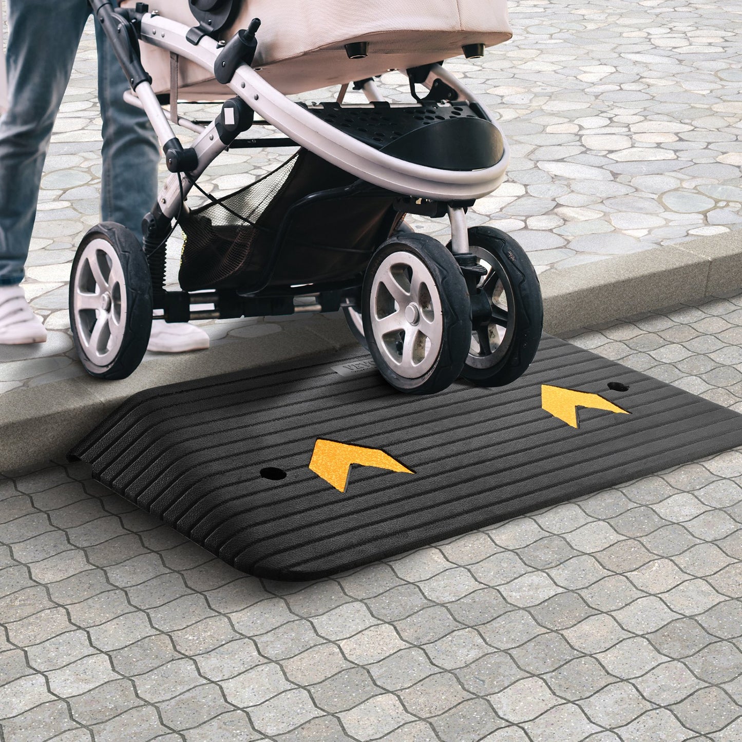 Upgraded Rubber Threshold Ramp, 7.6 cm Rise Door Ramp with 1 Channel, Natural Rubber Car Ramp with Non-Slip Textured Surface, 150 tons Load Capacity Curb Ramp for Wheelchair and Scooter - Image 8