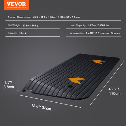 Upgraded Rubber Threshold Ramp, 3.8 cm Rise Wheelchair Ramp Doorway, Natural Curb Ramp Rated 15 tons Load Capacity, Non-Slip Textured Surface Rubber Curb Ramp for Wheelchair and Scooter - Image 7