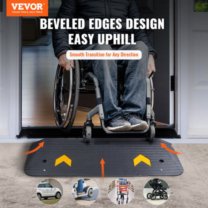 Rubber Threshold Ramp, 5 cm Rise Threshold Ramp Doorway, Recycled Rubber Power Threshold Ramp Rated 15 tons Load Capacity, Non-Slip Surface Rubber Solid Threshold Ramp for Wheelchair and Scooter - Image 2