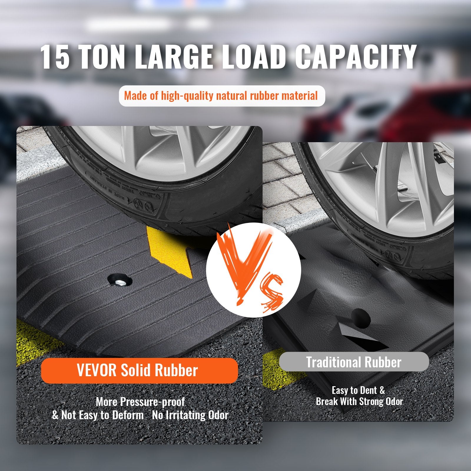 Rubber Threshold Ramp, 5 cm Rise Threshold Ramp Doorway, Recycled Rubber Power Threshold Ramp Rated 15 tons Load Capacity, Non-Slip Surface Rubber Solid Threshold Ramp for Wheelchair and Scooter - Image 3
