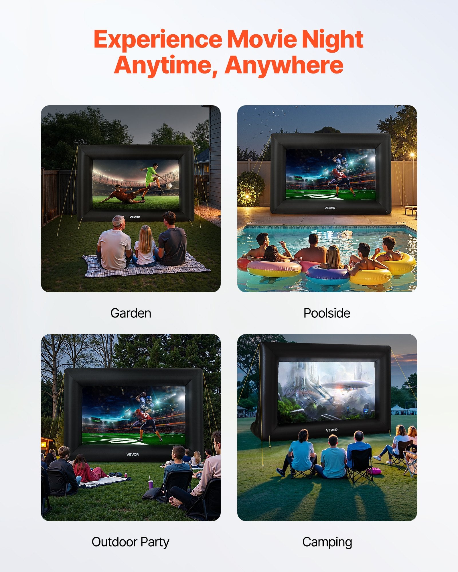 14 ft Inflatable Movie Screen 16:9 600D Movie Projector with Portable Bag - Image 6