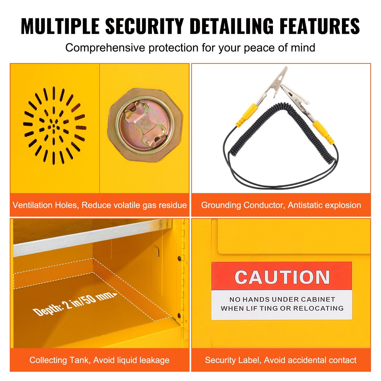 12 Gallon Safety Cabinet for Flammable Liquids Single door and Manual Close Yellow Hazardous Storage - Image 4