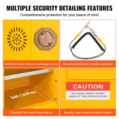 12 Gallon Safety Cabinet for Flammable Liquids Single door and Manual Close Yellow Hazardous Storage - Image 4