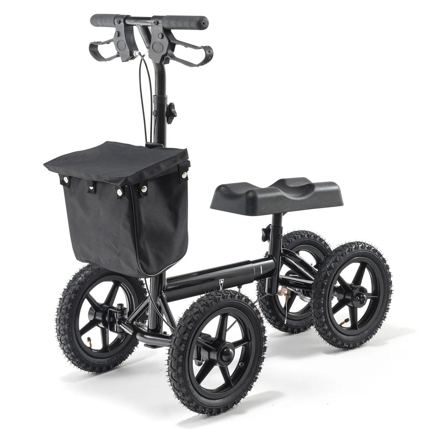 Folding Knee Scooter, Aluminum Steerable Knee Walker with Height-Adjustable Handlebar & Knee Pad, 12" All-Terrain Wheels, Dual Brakes, Leg Recovery Scooter for Broken Ankle Foot Injuries, 159KG