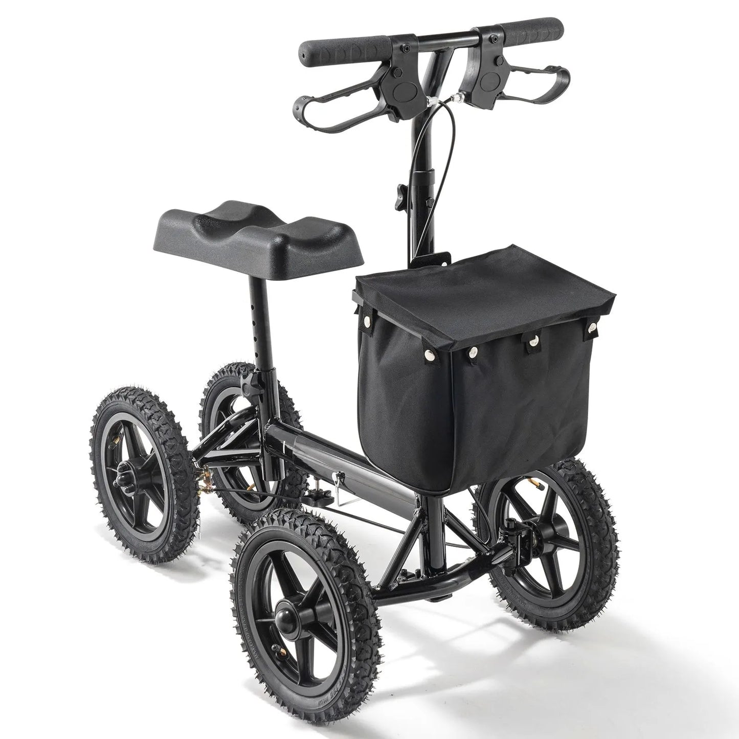 Folding Knee Scooter, Aluminum Steerable Knee Walker with Height-Adjustable Handlebar & Knee Pad, 12" All-Terrain Wheels, Dual Brakes, Leg Recovery Scooter for Broken Ankle Foot Injuries, 159KG - Image 9
