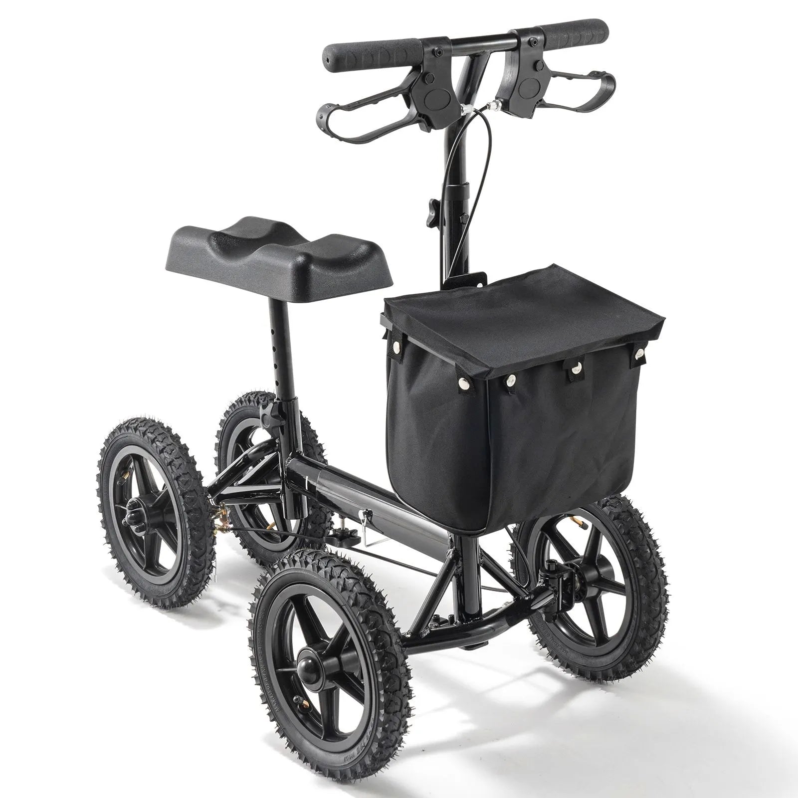 Folding Knee Scooter, Aluminum Steerable Knee Walker with Height-Adjustable Handlebar & Knee Pad, 12" All-Terrain Wheels, Dual Brakes, Leg Recovery Scooter for Broken Ankle Foot Injuries, 159KG - Image 9