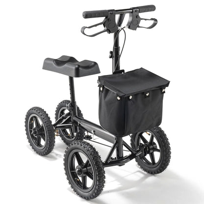 Folding Knee Scooter, Aluminum Steerable Knee Walker with Height-Adjustable Handlebar & Knee Pad, 12" All-Terrain Wheels, Dual Brakes, Leg Recovery Scooter for Broken Ankle Foot Injuries, 159KG - Image 9