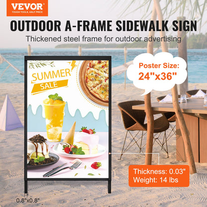 A Frame Sidewalk Sign, 61x91cm Heavy Duty Slide-in Signboard Holder, Double-Sided Folding Sandwich Board Signs, Steel Pavement Sign Poster for Outdoor Business Street Advertising (Frame only) - Image 2