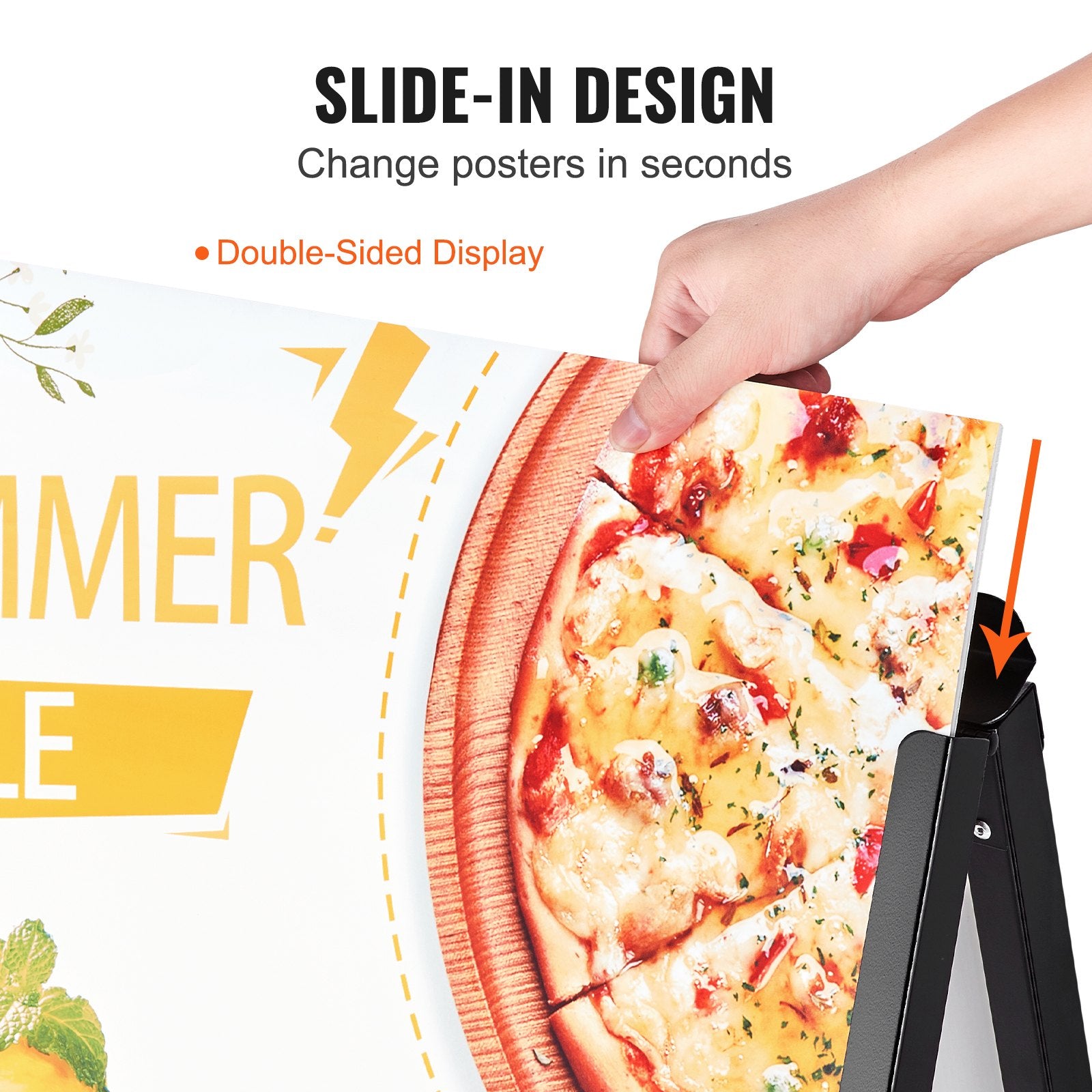 A Frame Sidewalk Sign, 61x91cm Heavy Duty Slide-in Signboard Holder, Double-Sided Folding Sandwich Board Signs, Steel Pavement Sign Poster for Outdoor Business Street Advertising (Frame only) - Image 3