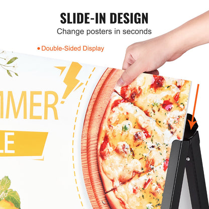 A Frame Sidewalk Sign, 61x91cm Heavy Duty Slide-in Signboard Holder, Double-Sided Folding Sandwich Board Signs, Steel Pavement Sign Poster for Outdoor Business Street Advertising (Frame only) - Image 3