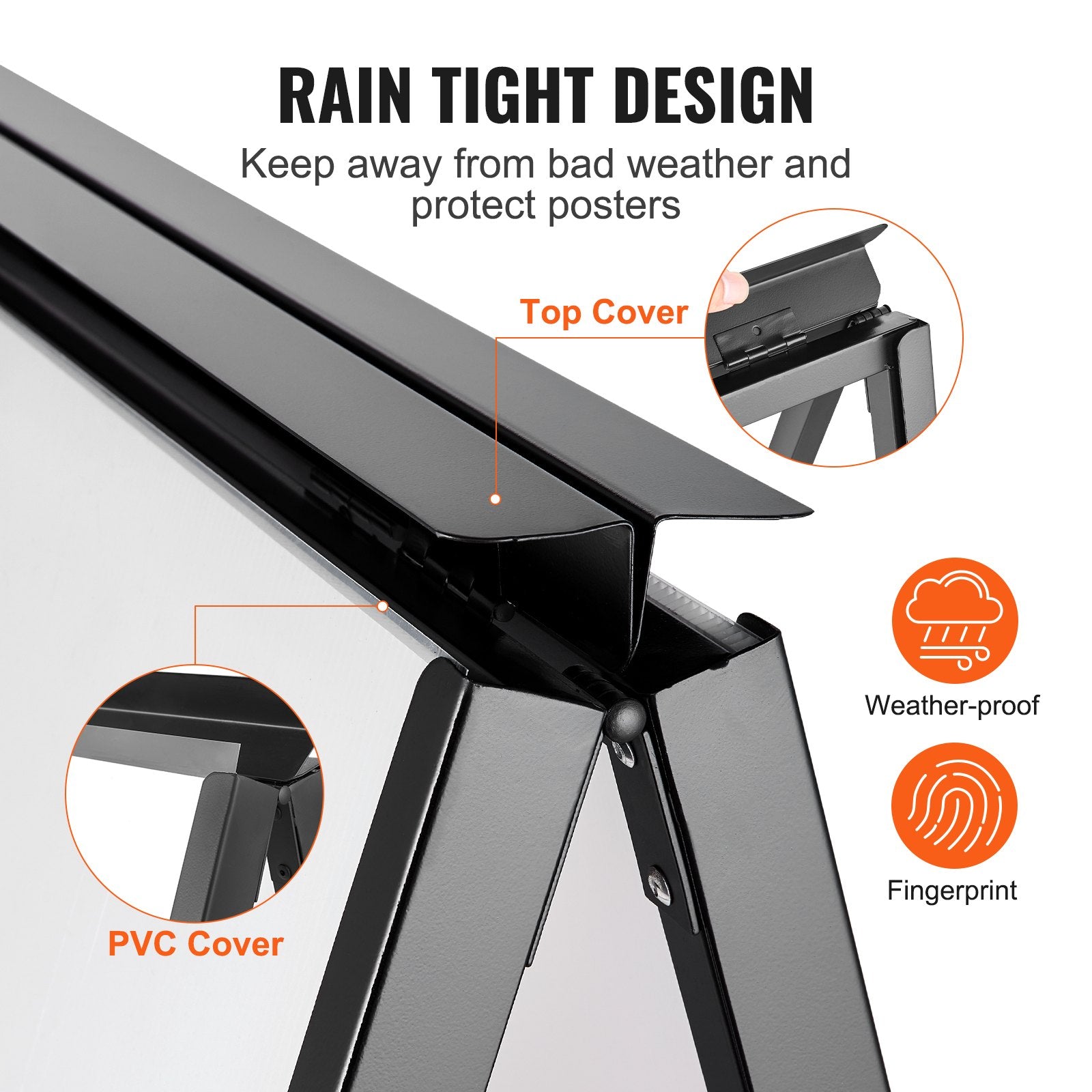 A Frame Sidewalk Sign, 61x91cm Heavy Duty Slide-in Signboard Holder, Double-Sided Folding Sandwich Board Signs, Steel Pavement Sign Poster for Outdoor Business Street Advertising (Frame only) - Image 4
