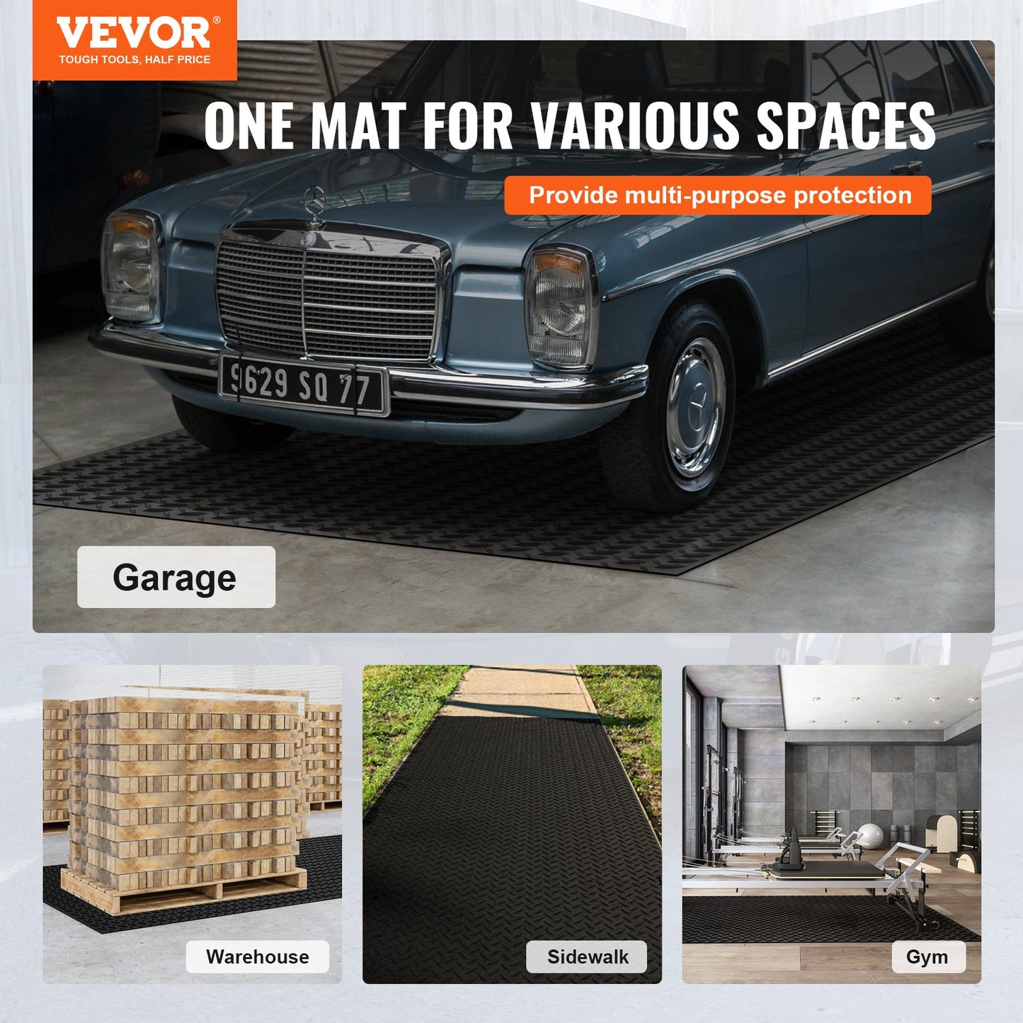 Diamond-Plate Rubber Flooring Roll, 3 mm x 4 ft x 8 ft Garage Floor Mat, SBR Rubber Garage Flooring Roll, Easy to Clean, Diamond Plate Rubber Mat for Under Cars, Garage Industry Gym, Black - Image 2