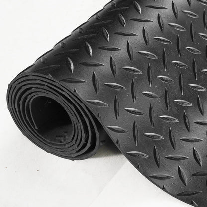 Diamond-Plate Rubber Flooring Roll, 3 mm x 4 ft x 8 ft Garage Floor Mat, SBR Rubber Garage Flooring Roll, Easy to Clean, Diamond Plate Rubber Mat for Under Cars, Garage Industry Gym, Black - Image 9