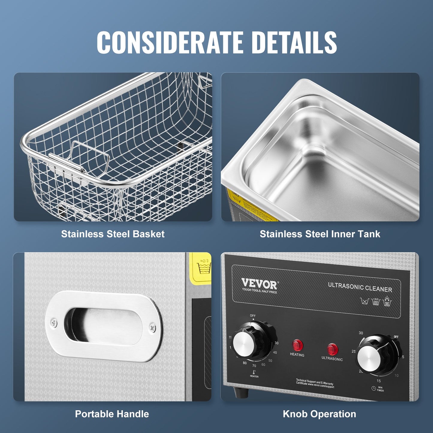 3L Ultrasonic Cleaner with Heater Timer & Basket, Professional Digital Sonic Cavitation Machine, 120W Cleaning Machine for Watch Instruments, Glasses, Coin, Metal Parts, Tool - Image 5