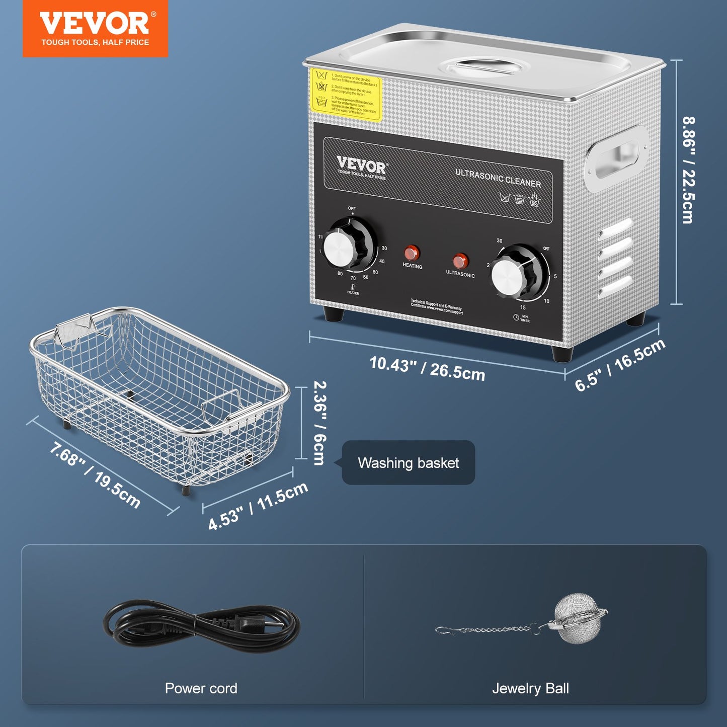 3L Ultrasonic Cleaner with Heater Timer & Basket, Professional Digital Sonic Cavitation Machine, 120W Cleaning Machine for Watch Instruments, Glasses, Coin, Metal Parts, Tool - Image 7