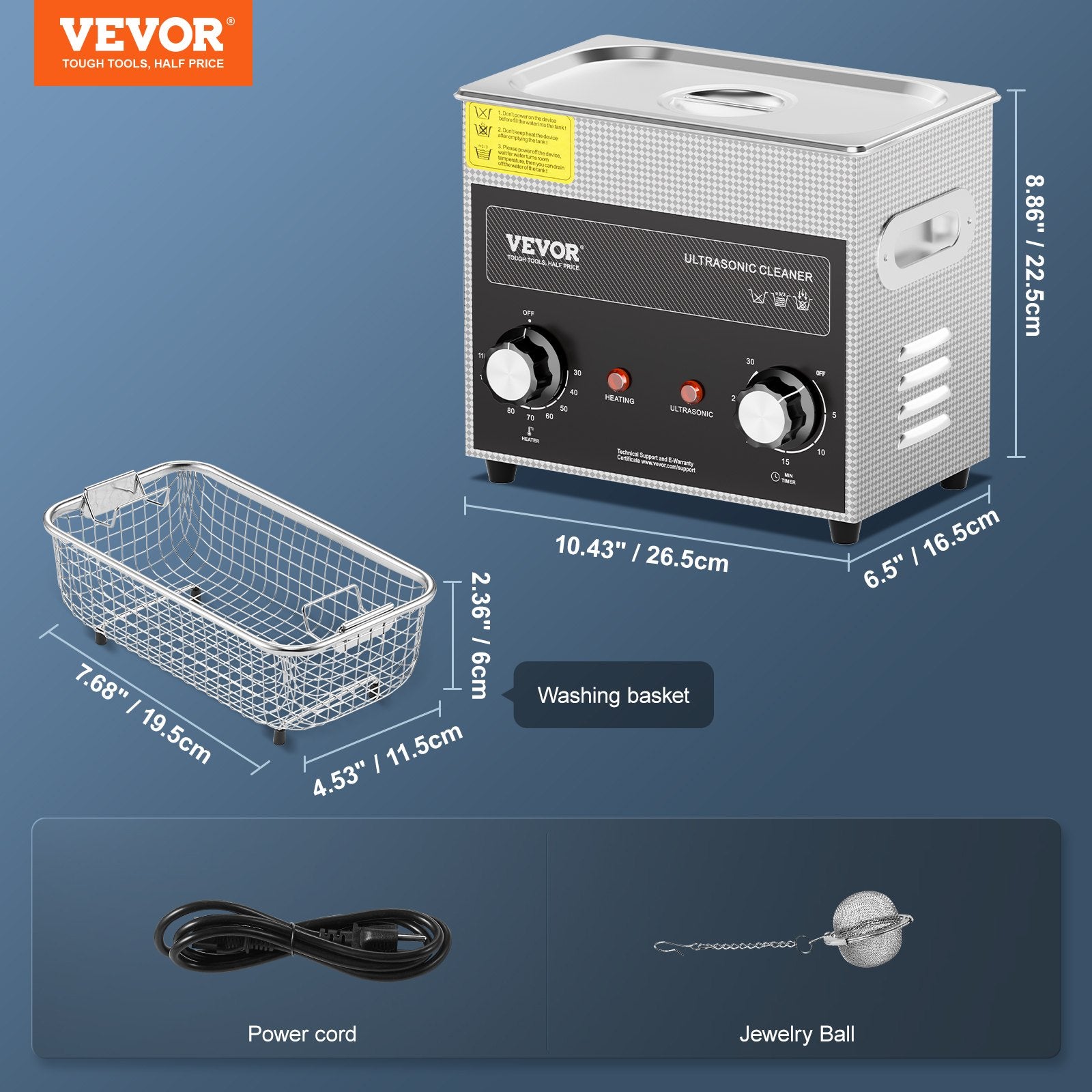3L Ultrasonic Cleaner with Heater Timer & Basket, Professional Digital Sonic Cavitation Machine, 120W Cleaning Machine for Watch Instruments, Glasses, Coin, Metal Parts, Tool - Image 7