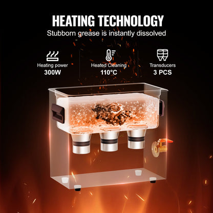 6L Ultrasonic Cleaner with Heater Timer & Basket, Professional Digital Sonic Cavitation Machine, 180W Cleaning Machine for Watch Instruments, Glasses, Coin, Metal Parts, Tool - Image 3