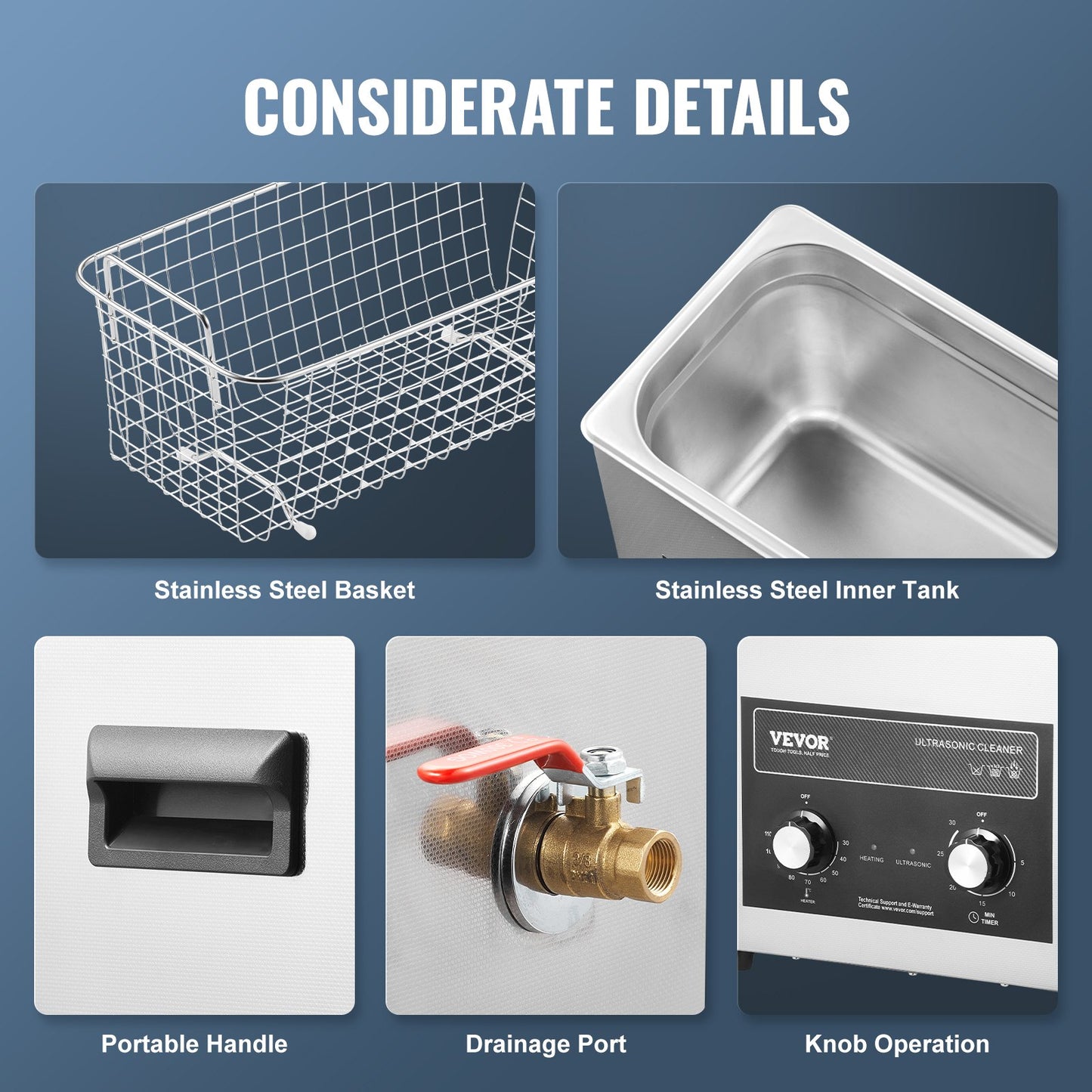 6L Ultrasonic Cleaner with Heater Timer & Basket, Professional Digital Sonic Cavitation Machine, 180W Cleaning Machine for Watch Instruments, Glasses, Coin, Metal Parts, Tool - Image 5