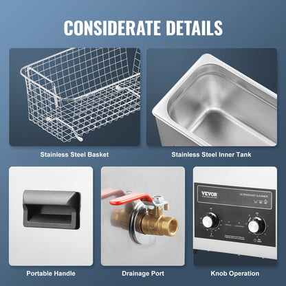 6L Ultrasonic Cleaner with Heater Timer & Basket, Professional Digital Sonic Cavitation Machine, 180W Cleaning Machine for Watch Instruments, Glasses, Coin, Metal Parts, Tool - Image 5