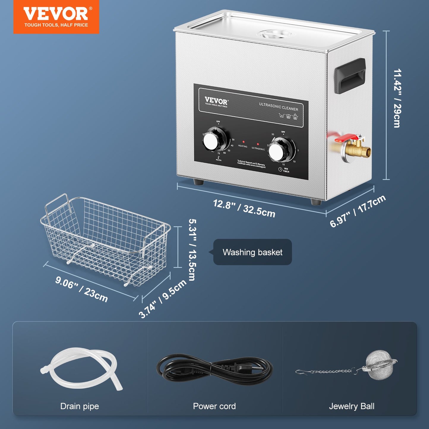 6L Ultrasonic Cleaner with Heater Timer & Basket, Professional Digital Sonic Cavitation Machine, 180W Cleaning Machine for Watch Instruments, Glasses, Coin, Metal Parts, Tool - Image 7