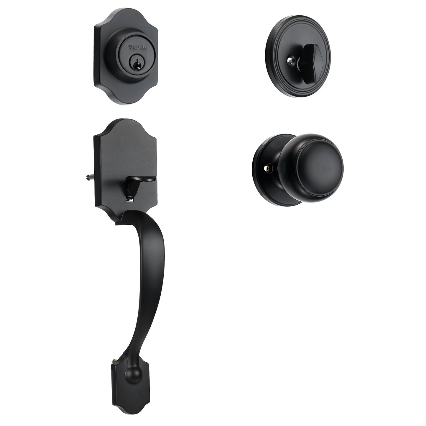 Front Door Handle and Deadbolt Set, Matte Black Front Door Lock Set with Interior Knob, Single Cylinder Handleset Adjustable Hole Spacing, for Right and Left Handed Entrance and Front Door - Image 9