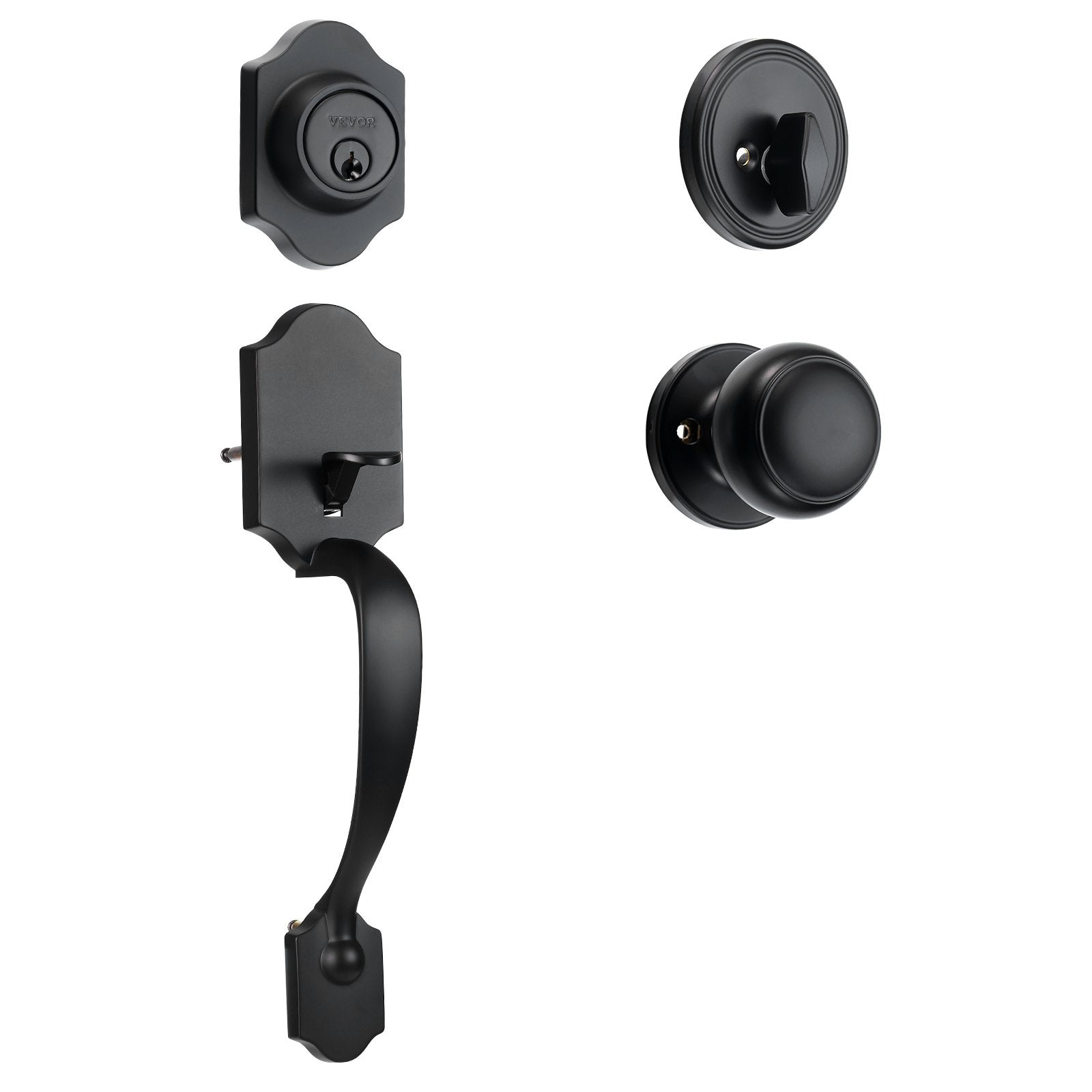 Front Door Handle and Deadbolt Set, Matte Black Front Door Lock Set with Interior Knob, Single Cylinder Handleset Adjustable Hole Spacing, for Right and Left Handed Entrance and Front Door - Image 9