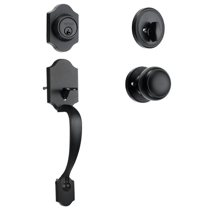 Front Door Handle and Deadbolt Set, Matte Black Front Door Lock Set with Interior Knob, Single Cylinder Handleset Adjustable Hole Spacing, for Right and Left Handed Entrance and Front Door - Image 9
