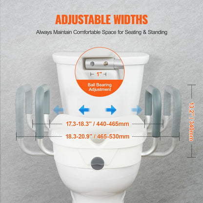 Raised Toilet Seat, 5" Height Raised, 350 lbs Weight Capacity, for Round and Elongated Toilet, Twist Lock Installation,19.1" - 21.7" Adjustable Width, for Elderly, Handicap, Patient, Pregnant, M - Image 4