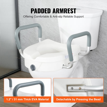 Raised Toilet Seat, 5" Height Raised, 350 lbs Weight Capacity, for Round and Elongated Toilet, Twist Lock Installation,19.1" - 21.7" Adjustable Width, for Elderly, Handicap, Patient, Pregnant, M - Image 5