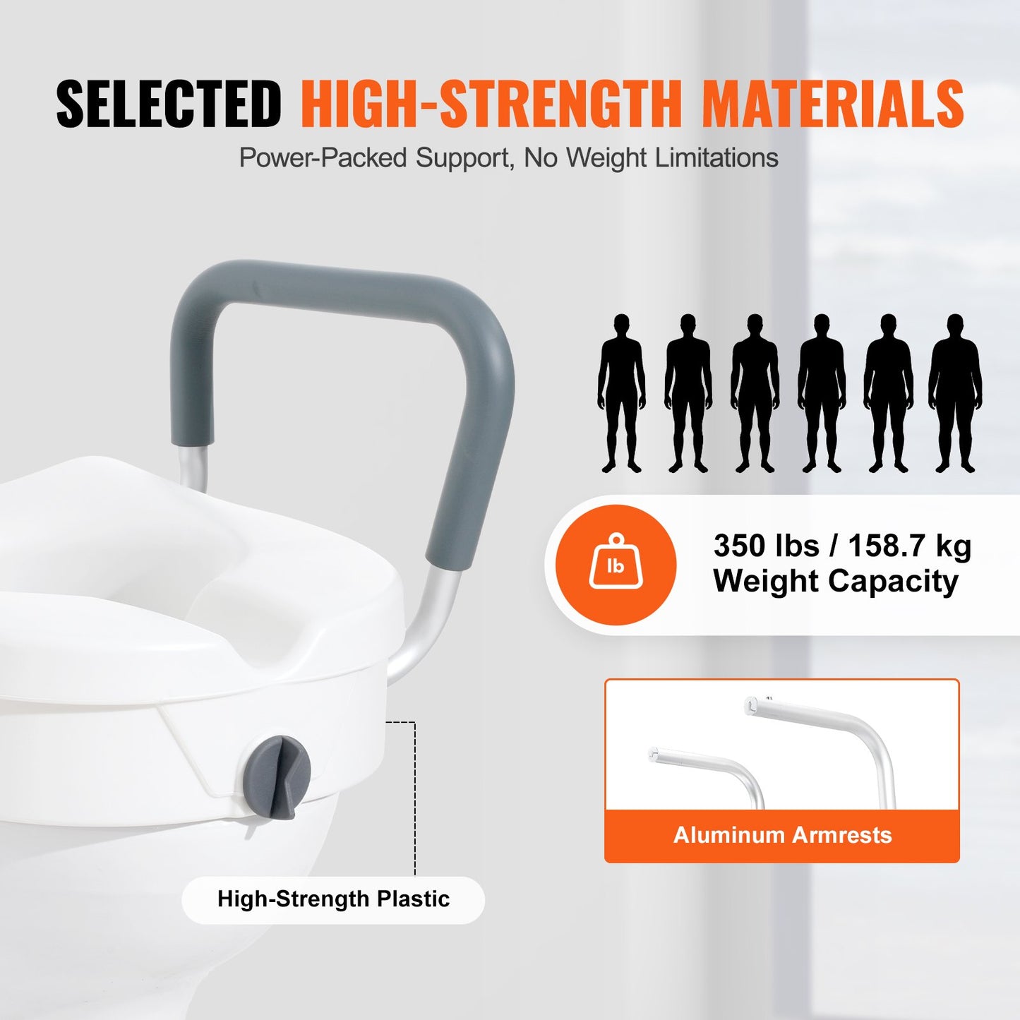Raised Toilet Seat, 5" Height Raised, 350 lbs Weight Capacity, for Round and Elongated Toilet, Twist Lock Installation,19.1" - 21.7" Adjustable Width, for Elderly, Handicap, Patient, Pregnant, M - Image 6