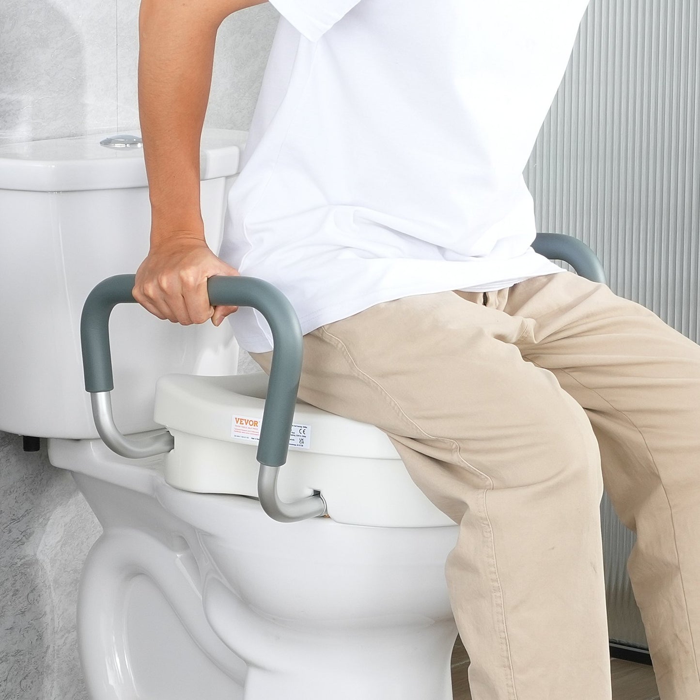 Raised Toilet Seat, 5" Height Raised, 350 lbs Weight Capacity, for Round and Elongated Toilet, Twist Lock Installation,19.1" - 21.7" Adjustable Width, for Elderly, Handicap, Patient, Pregnant, M - Image 8