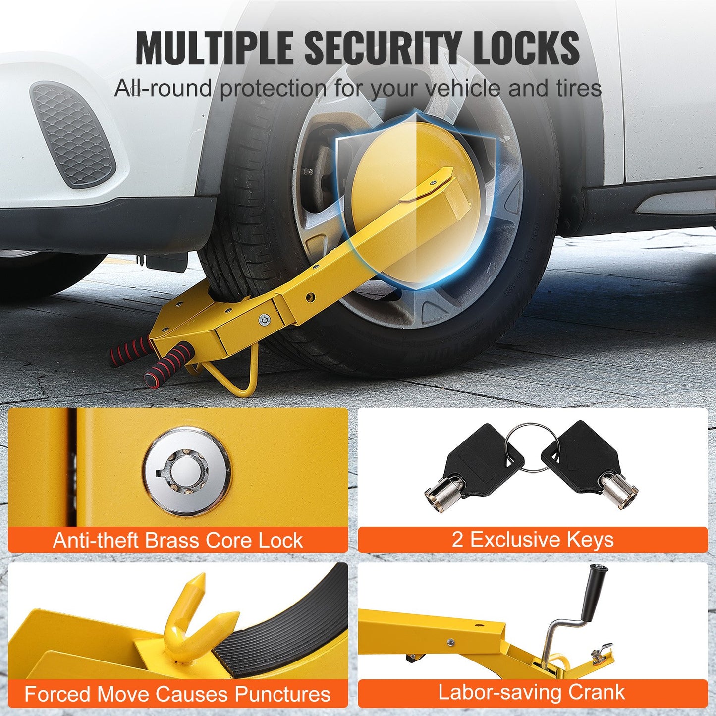 Wheel Lock Clamp, 1 Pack Trailer Wheel Lock, Heavy-Duty Anti Theft Tire Lock, Adjustable Tire Boot Lock Tire Claw, Trailer Wheel Locks for RV Trailers, Cars, Trucks, SUVs - Image 4