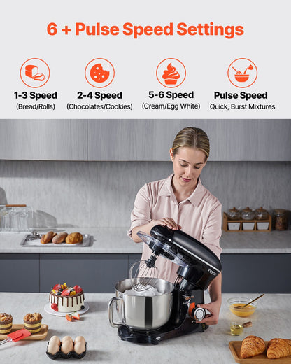 Stand Mixer 5.68 L Electric Dough Mixer 1100W 6 + P Speeds Food Beater - Image 3