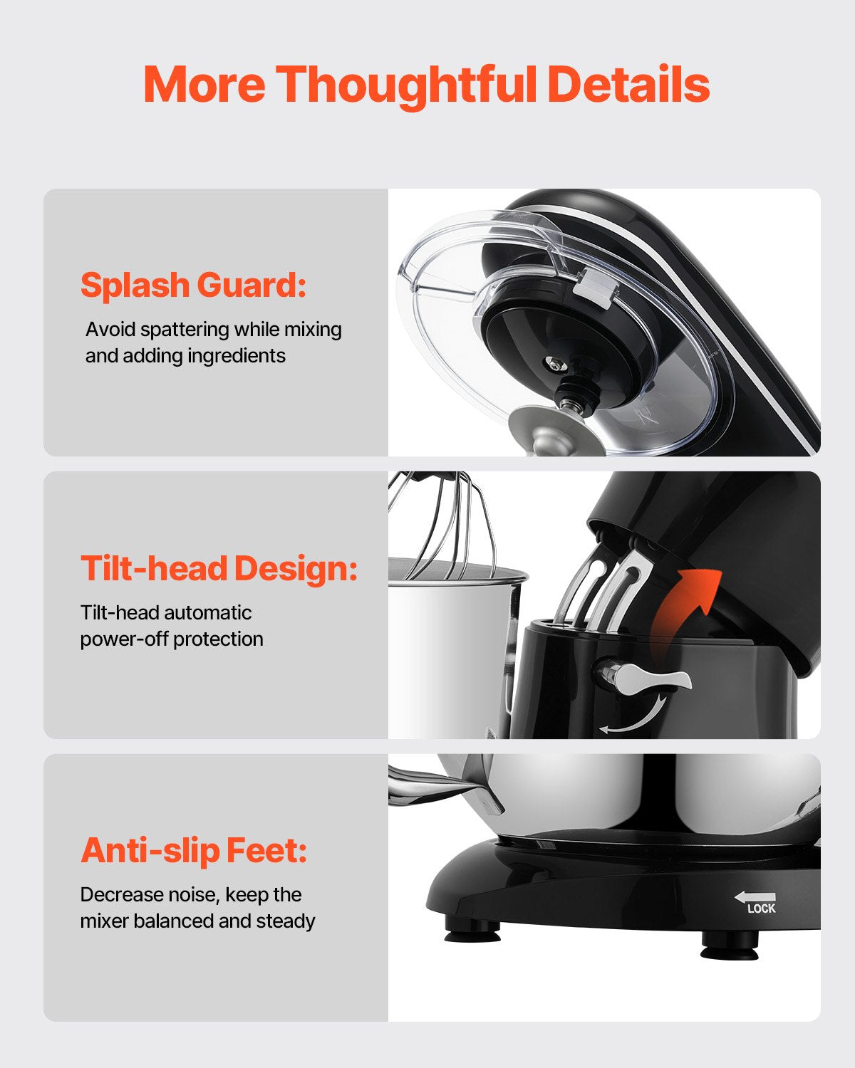 Stand Mixer 5.68 L Electric Dough Mixer 1100W 6 + P Speeds Food Beater - Image 6