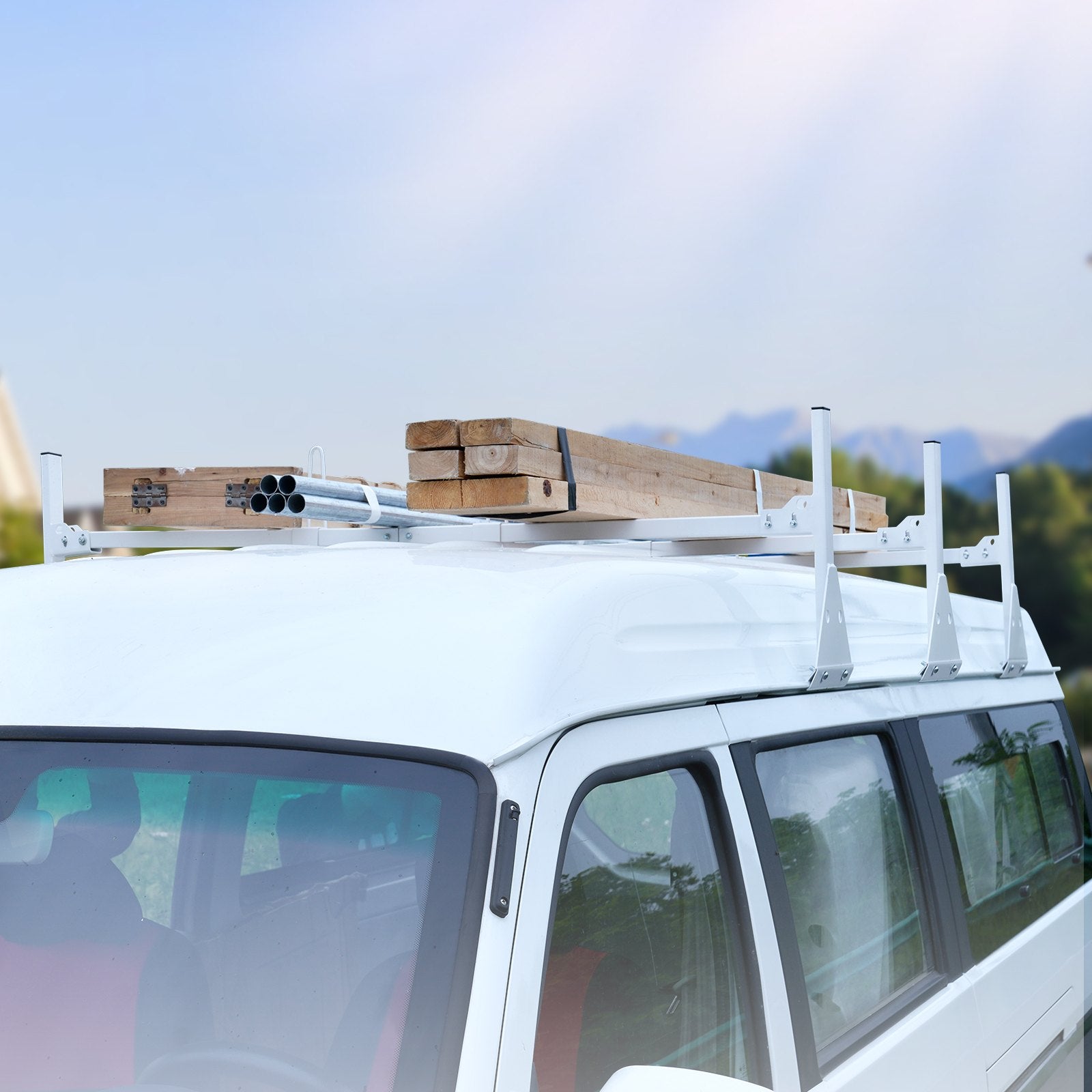 3-Bar Van Roof Ladder Rack Adjustable 56.3"-61.4" for Full-Size Vans - Image 8
