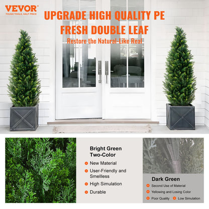 2 Pack 4' Artificial Cedar Topiary Tree Faux Plant UV Decor In/Outdoor - Image 2