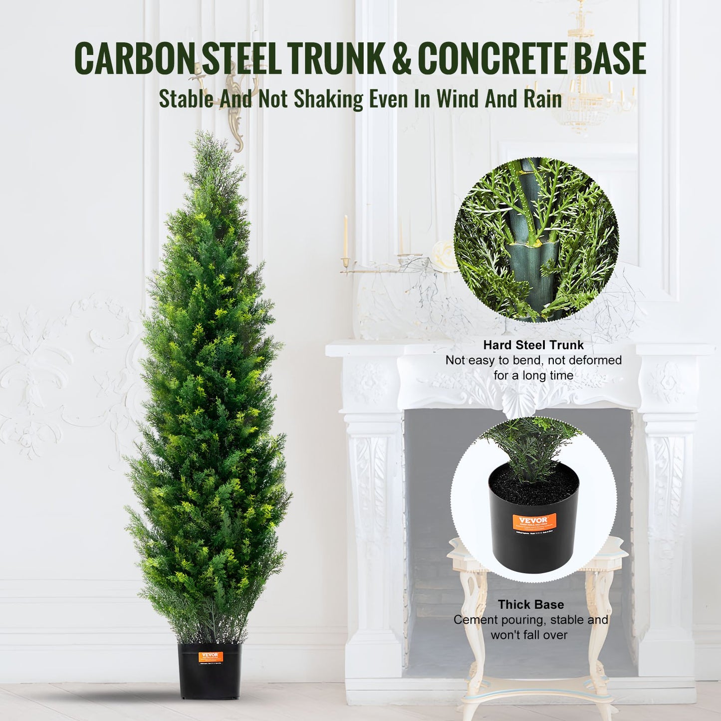 2 Pack 4' Artificial Cedar Topiary Tree Faux Plant UV Decor In/Outdoor - Image 4