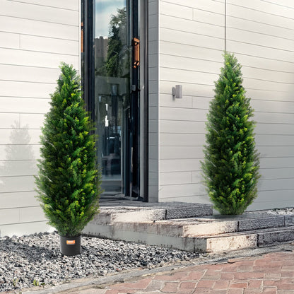 2 Pack 4' Artificial Cedar Topiary Tree Faux Plant UV Decor In/Outdoor - Image 8
