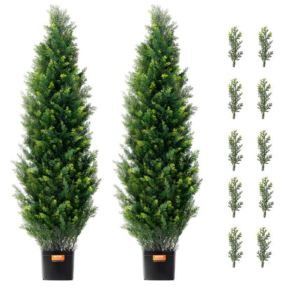 2 Pack 4' Artificial Cedar Topiary Tree Faux Plant UV Decor In/Outdoor - Image 9