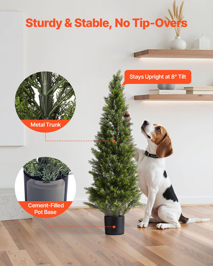 Artificial Topiary Cedar Trees, 2 Set 1219mm Faux Pine Shrubs Plants, Fake Silk Tree Look Real, Easy Assembly for Decor Front Porch Outdoor Patio Garden Balcony Backyard Indoor Office - Image 6