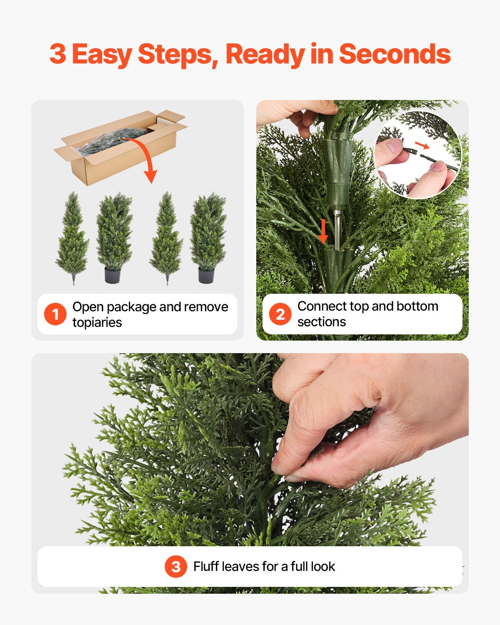 Artificial Topiary Cedar Trees, 2 Set 1524mm Faux Pine Shrubs Plants, Fake Silk Tree Look Real, Easy Assembly for Decor Front Porch Outdoor Patio Garden Balcony Backyard Indoor Office - Image 4